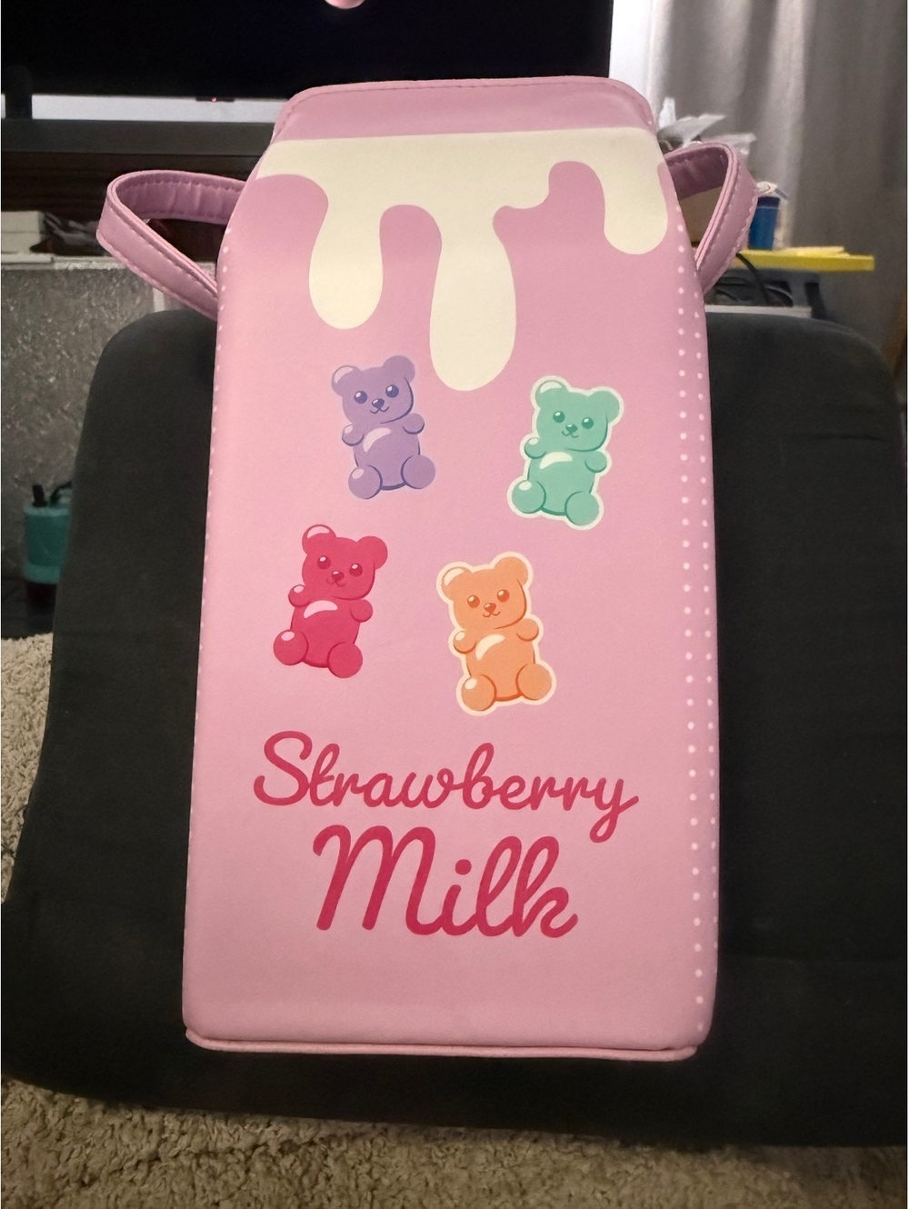 GREATLOOK Strawberry Milk Carton Novelty Crossbody Purse Gummy Bear Kawaii NWT